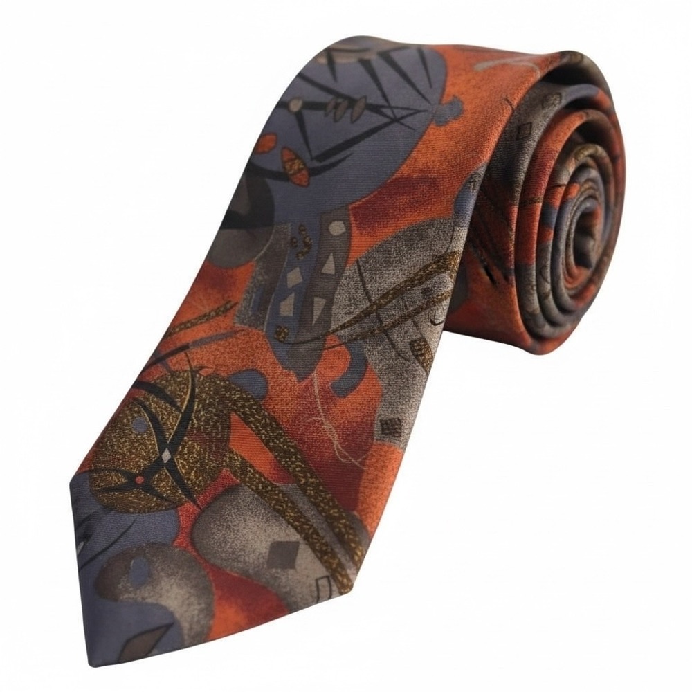 VTG Pierre Balmain‎ Paris Silk Necktie Abstract Blue Red Black Formal Men's Tie